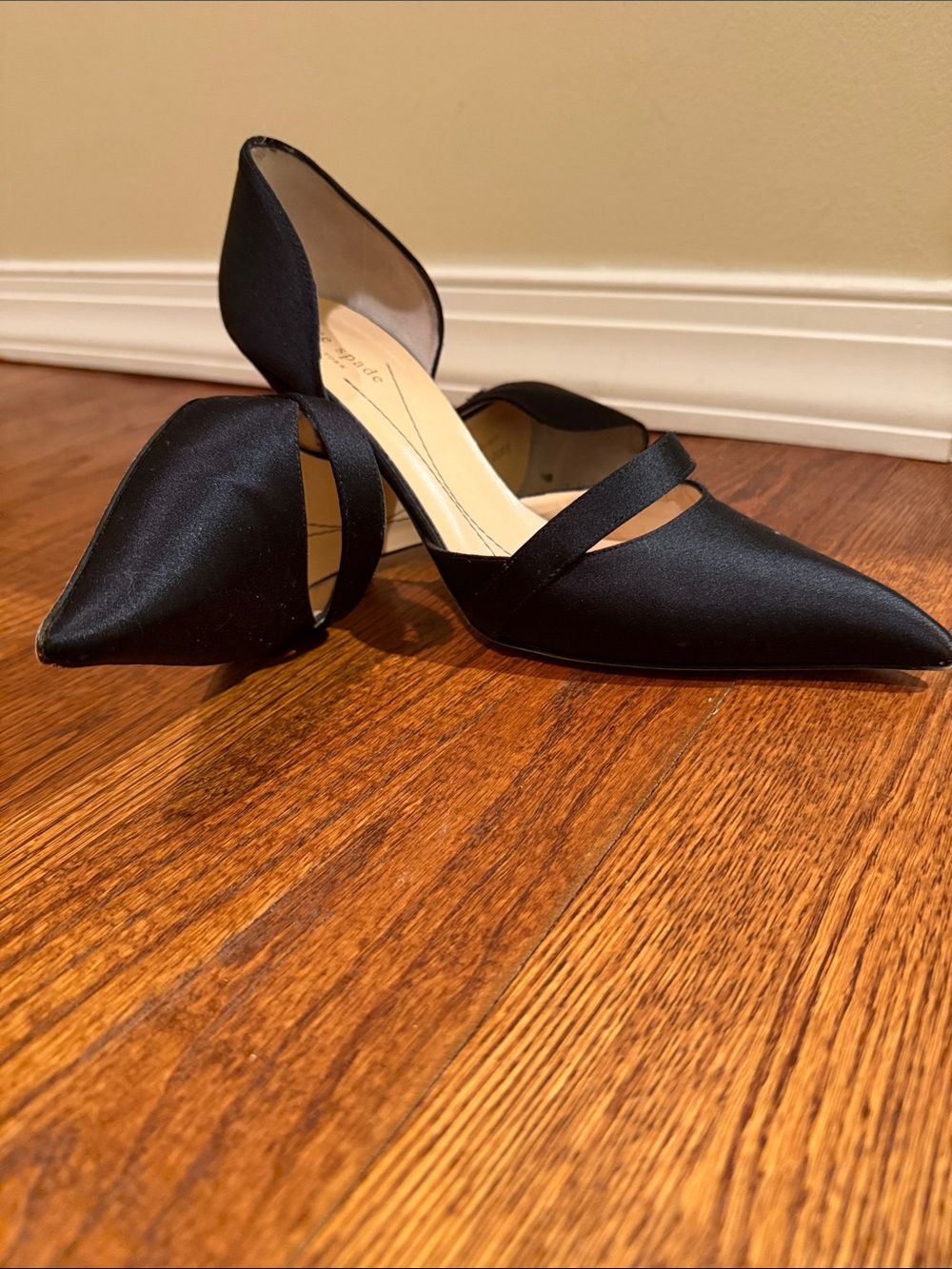 kate spade Black Pointed D'Orsay Heels with Single Front Strap - Picture 2 of 5
